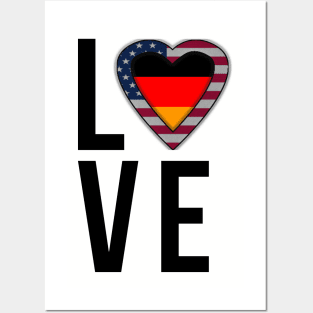 Amerikanische und Deutsches Herz - American German heart Posters and Art